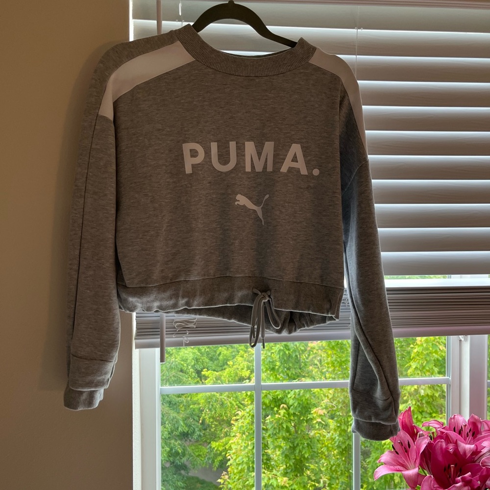 Puma Cropped Drawstring Crewneck